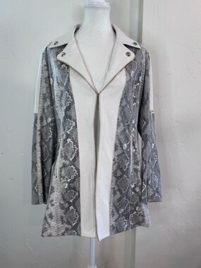 Insight New York Snakeskin Vegan Leather Moto Jacket Hook Closure